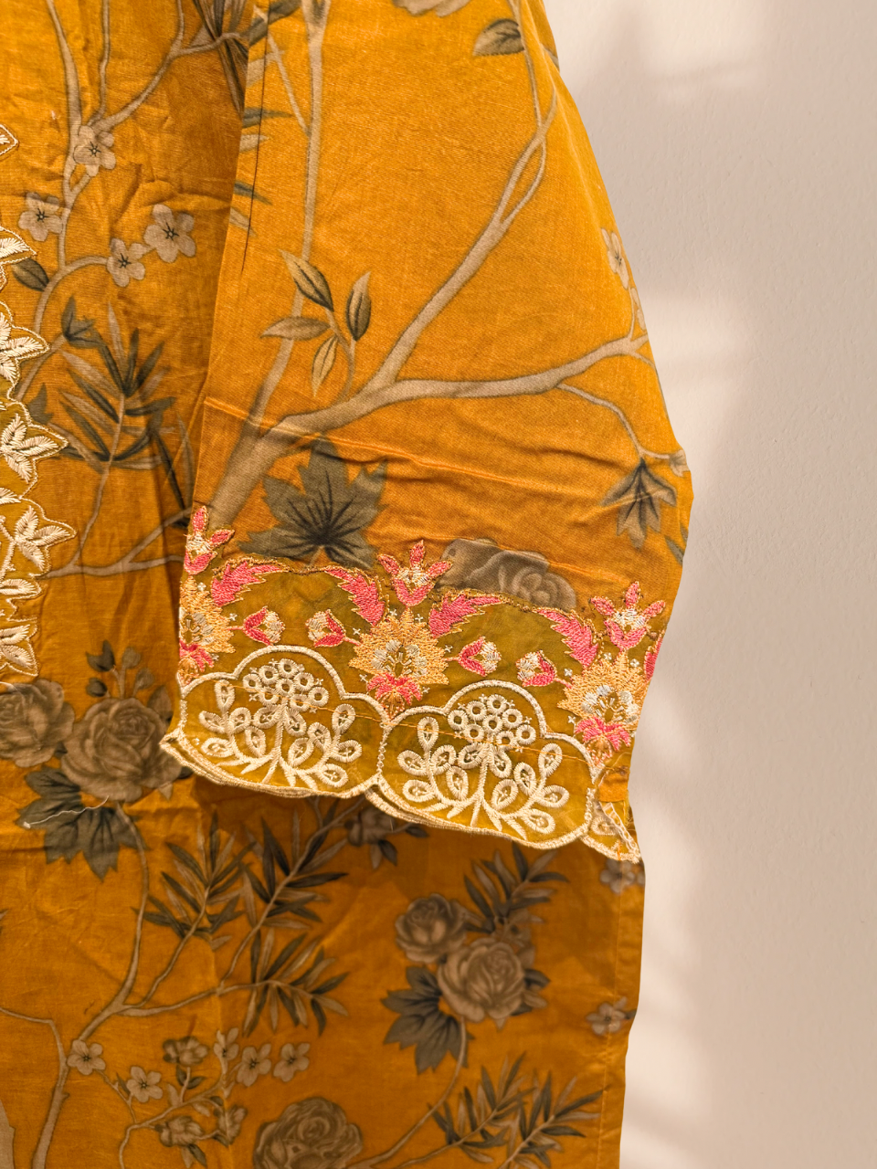 Mustard Roses 3 piece plus size readymade suit
