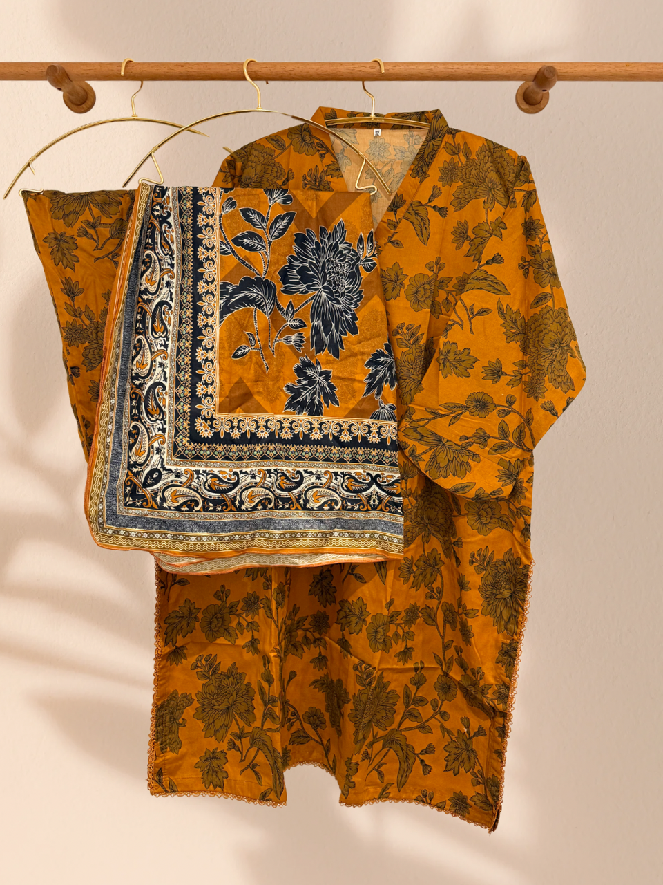 Outlet 1 - Orange 3 piece cotton suit - Khari XL