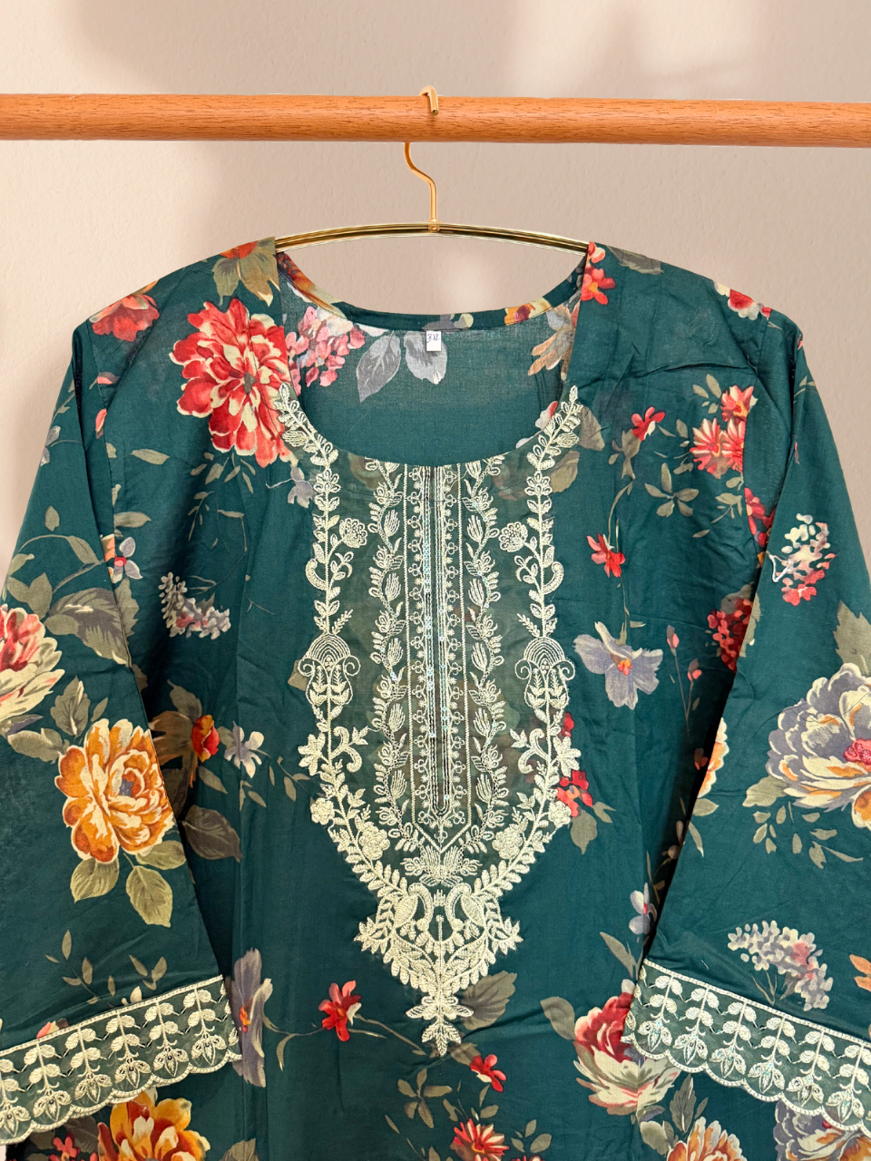 Deep Teal Lawn Suit 3 piece plus size readymade suit