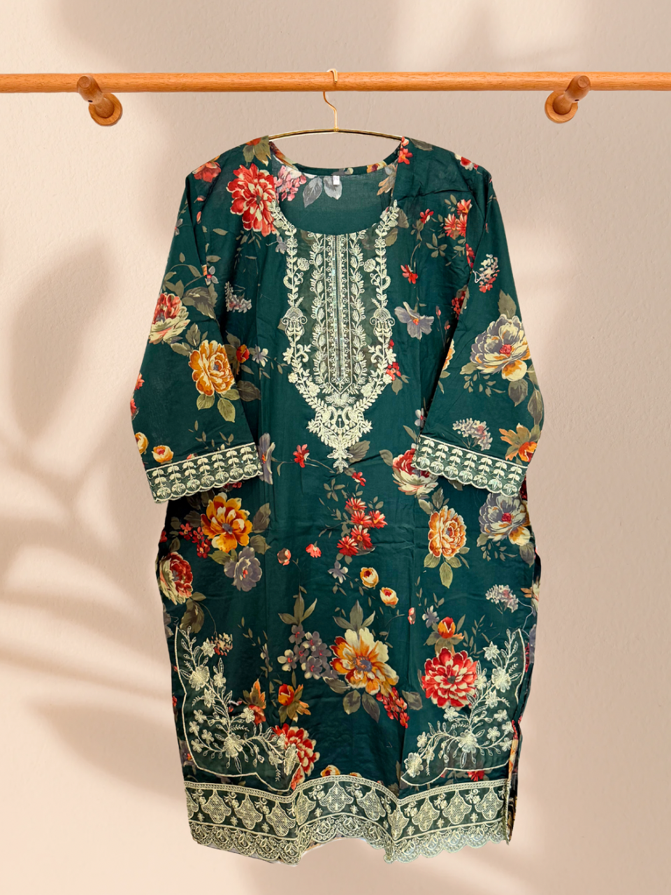 Deep Teal Lawn Suit 3 piece plus size readymade suit