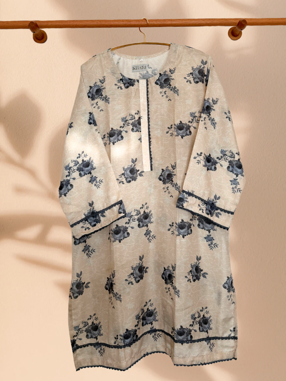 Baroque Inspired Sandy Blue 3 Piece Plus Size Readymade Suit - Khari XL
