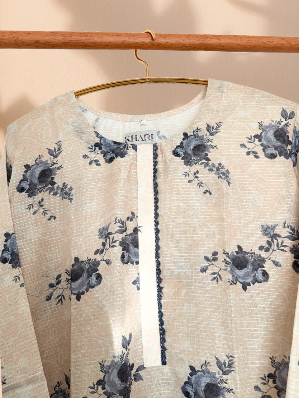 Baroque Inspired Sandy Blue 3 Piece Plus Size Readymade Suit - Khari XL