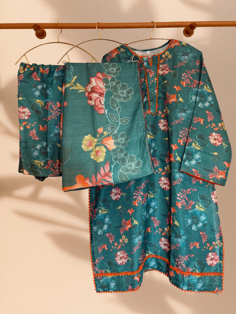 Farasha Inspired Green 3 Piece Plus Size Readymade Suit - Khari XL