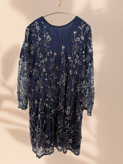 Navy Floral Party-wear