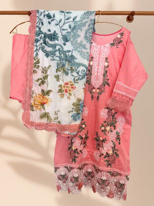 Iznik Inspired Embroidered Pink