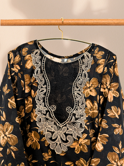 Baroque Dark Toffee Plus Size Pakistani 3-Piece Suit – Kameez, Trousers & Shawl | Khari XL UK