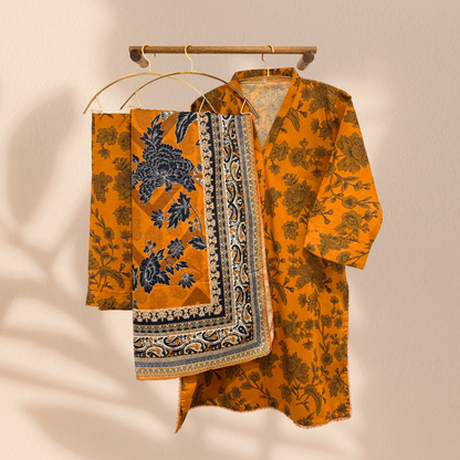 Outlet 5 - Orange 3 piece cotton suit - Khari XL