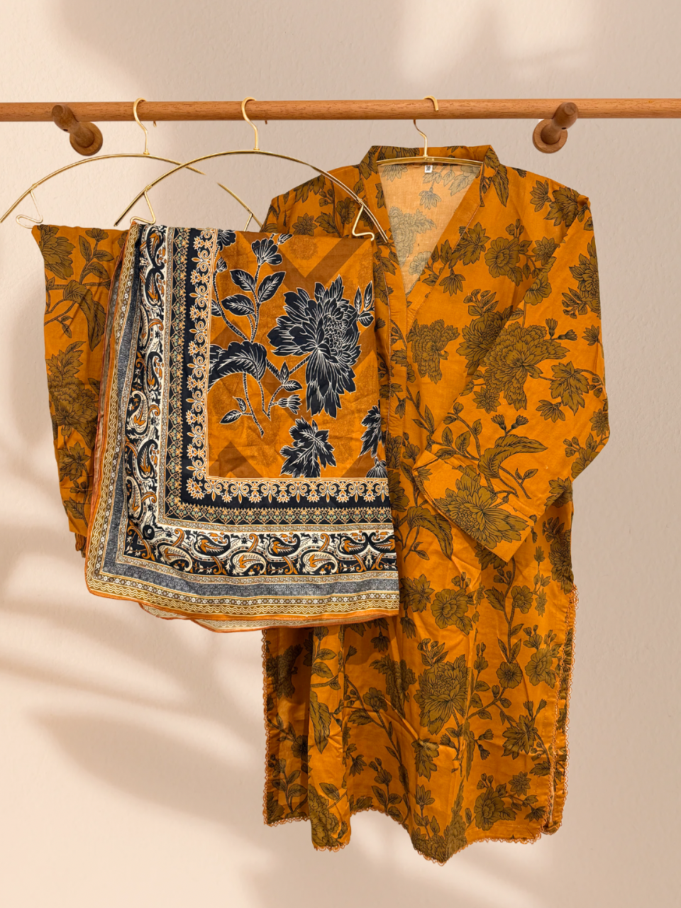 Outlet 2 - Orange 3 piece cotton suit - Khari XL