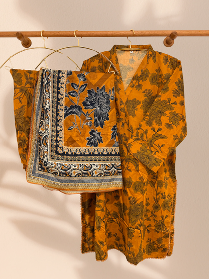 Outlet 2 - Orange 3 piece cotton suit - Khari XL