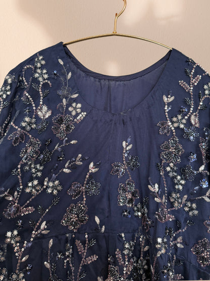 Navy Floral Party-wear