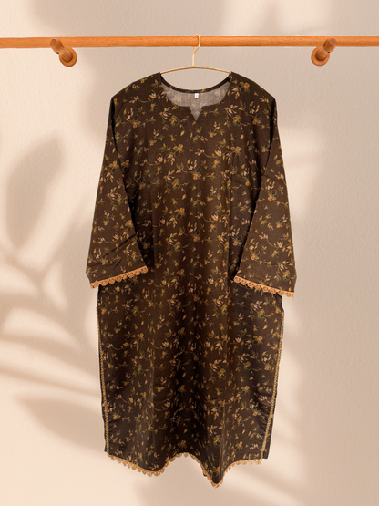 Baroque Inspired Chocolate Brown Plus Size Pakistani 3-Piece Dhanak Suit – Kameez, Trouser & Shawl | Khari XL UK