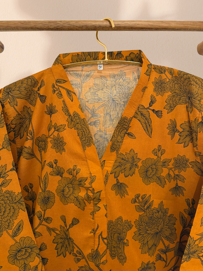 Plus size burnt orange cotton suit UK – 3 piece Pakistani readymade outfit - Khari XL