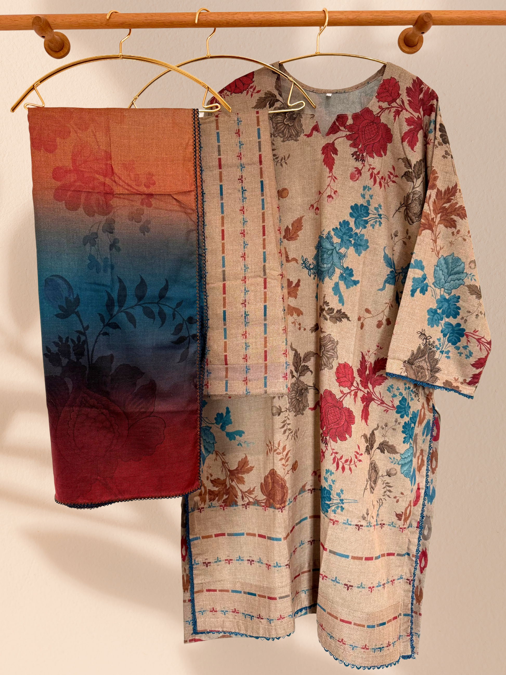 Baroque Inspired Vintage Bloom Plus Size Pakistani 3-Piece Suit – Kameez, Trousers & Dupatta | Khari XL UK