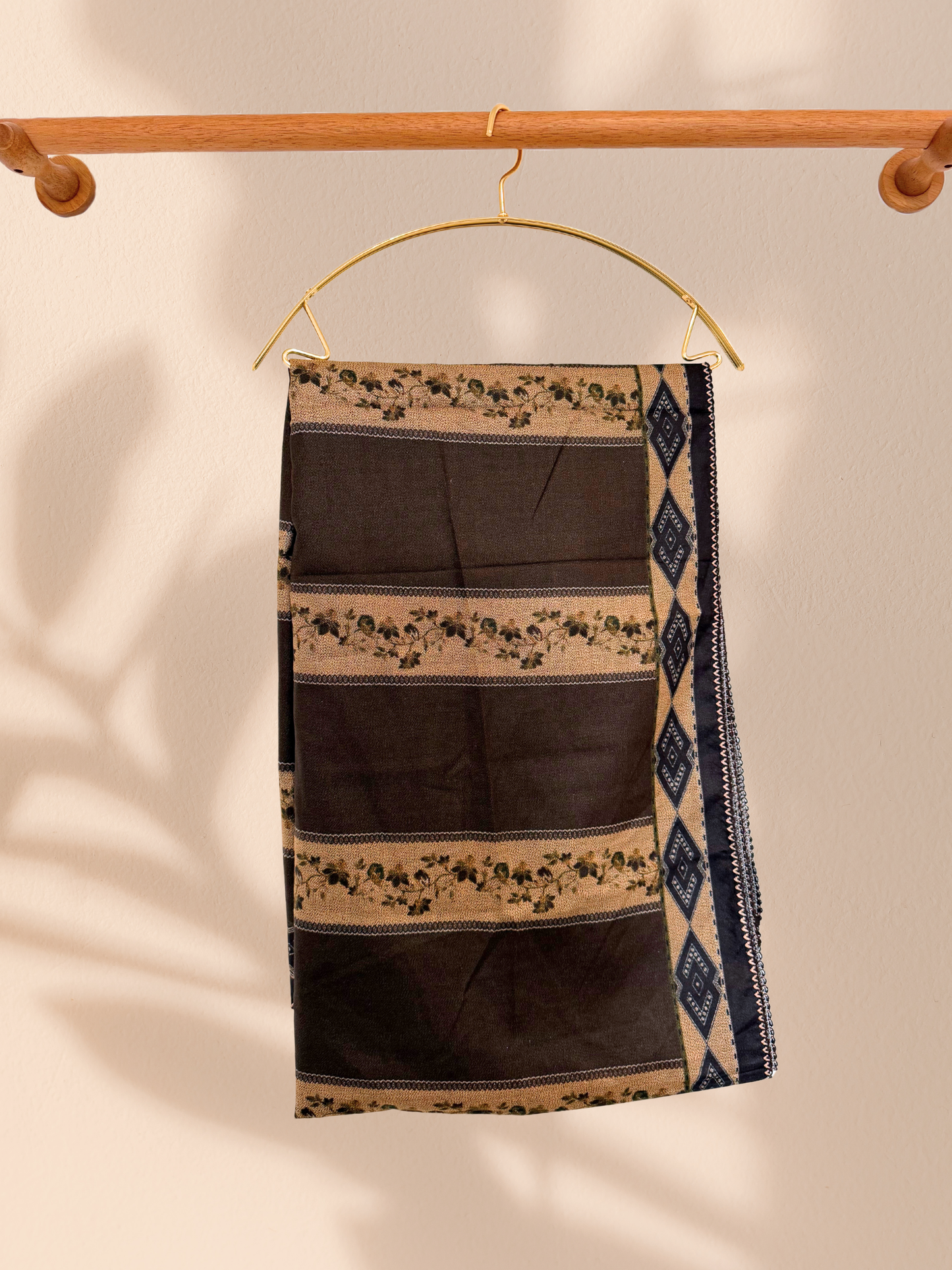 Baroque Inspired Chocolate Brown Plus Size Pakistani 3-Piece Dhanak Suit – Kameez, Trouser & Shawl | Khari XL UK