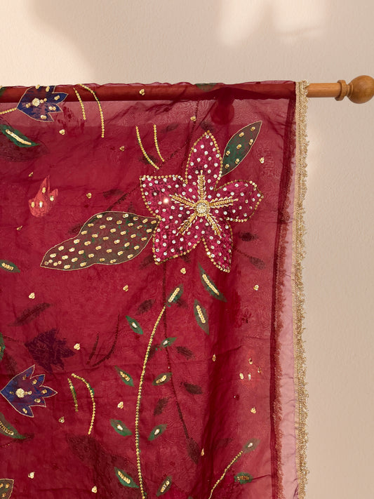 Abstract Handpainted Duppata