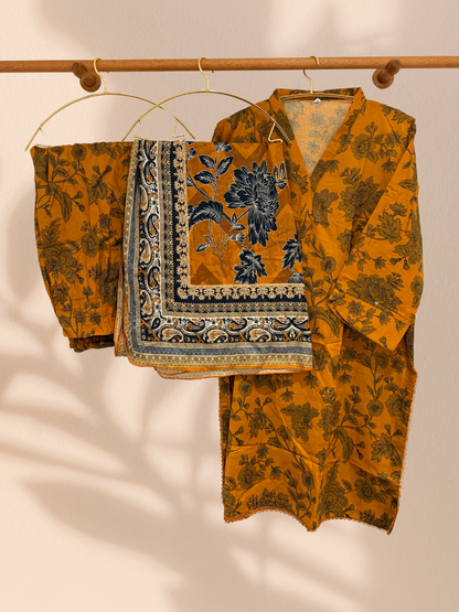 Outlet 3 - Orange 3 piece cotton suit - Khari XL