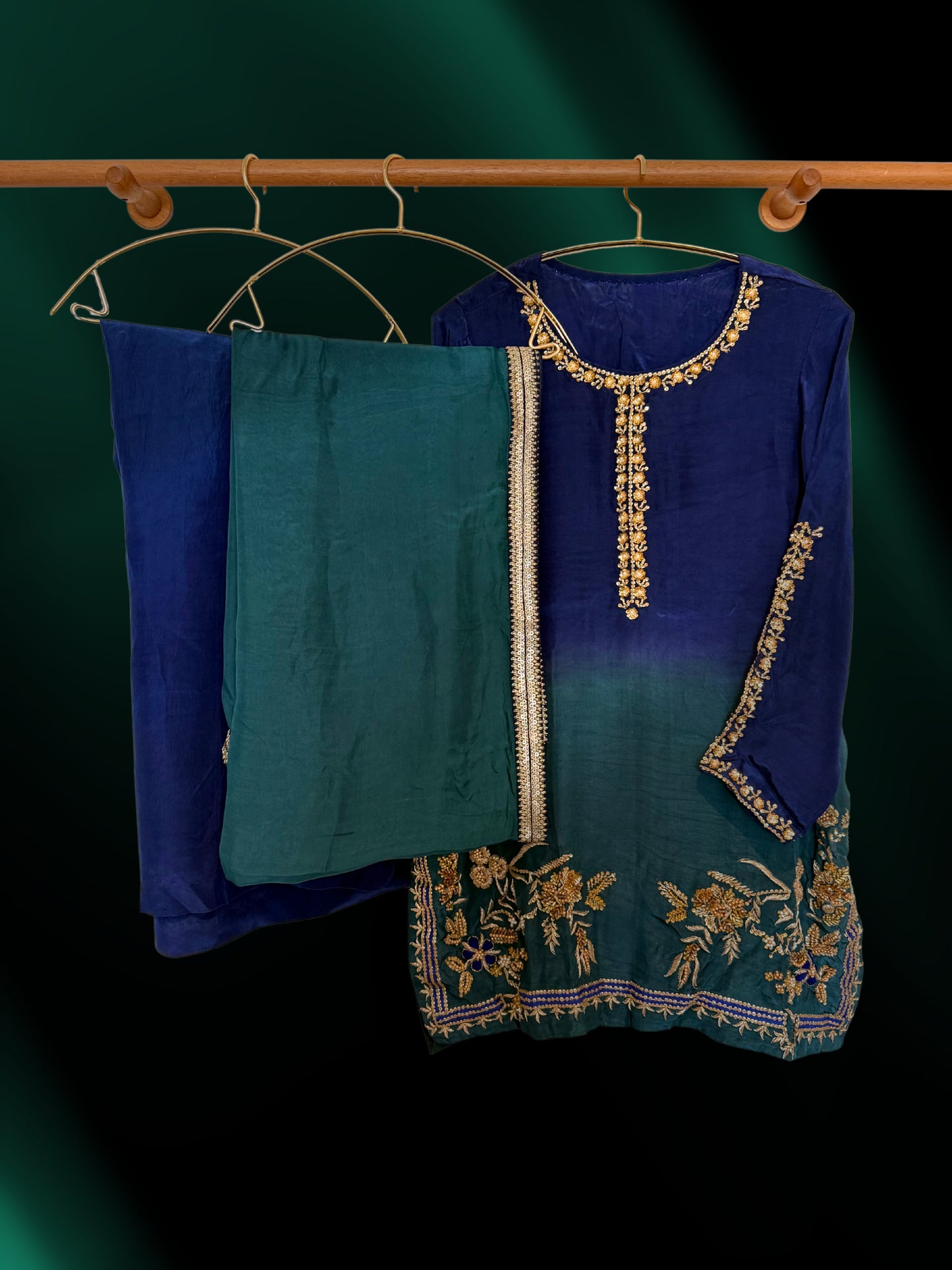 Silk Navy & Emerald Gradient