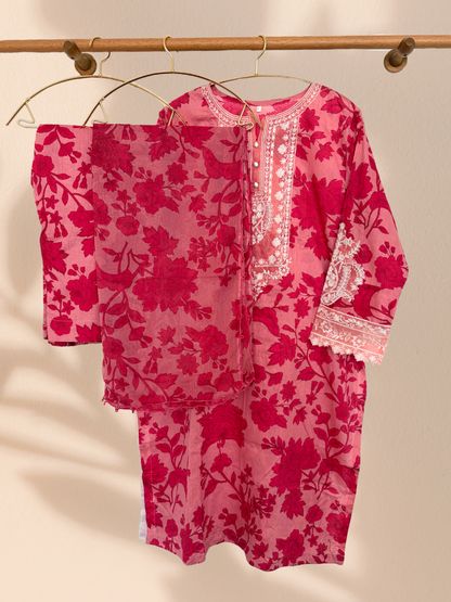 Maria B Inspired ‘Pretty in Pink’ Cotton Plus Size Pakistani 3-Piece Suit – Kameez, Trousers & Dupatta | Khari XL UK