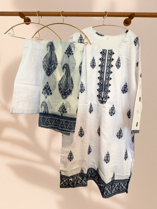 Embroidered Navy Diamond